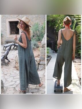 Beachwood Baby Italian linen jumpsuit OS D02